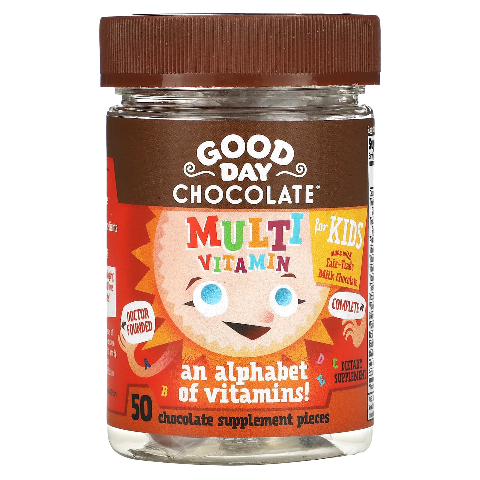 Good Day Chocolate-Multivitamin for Kids-50 Chocolate Supplement Pieces