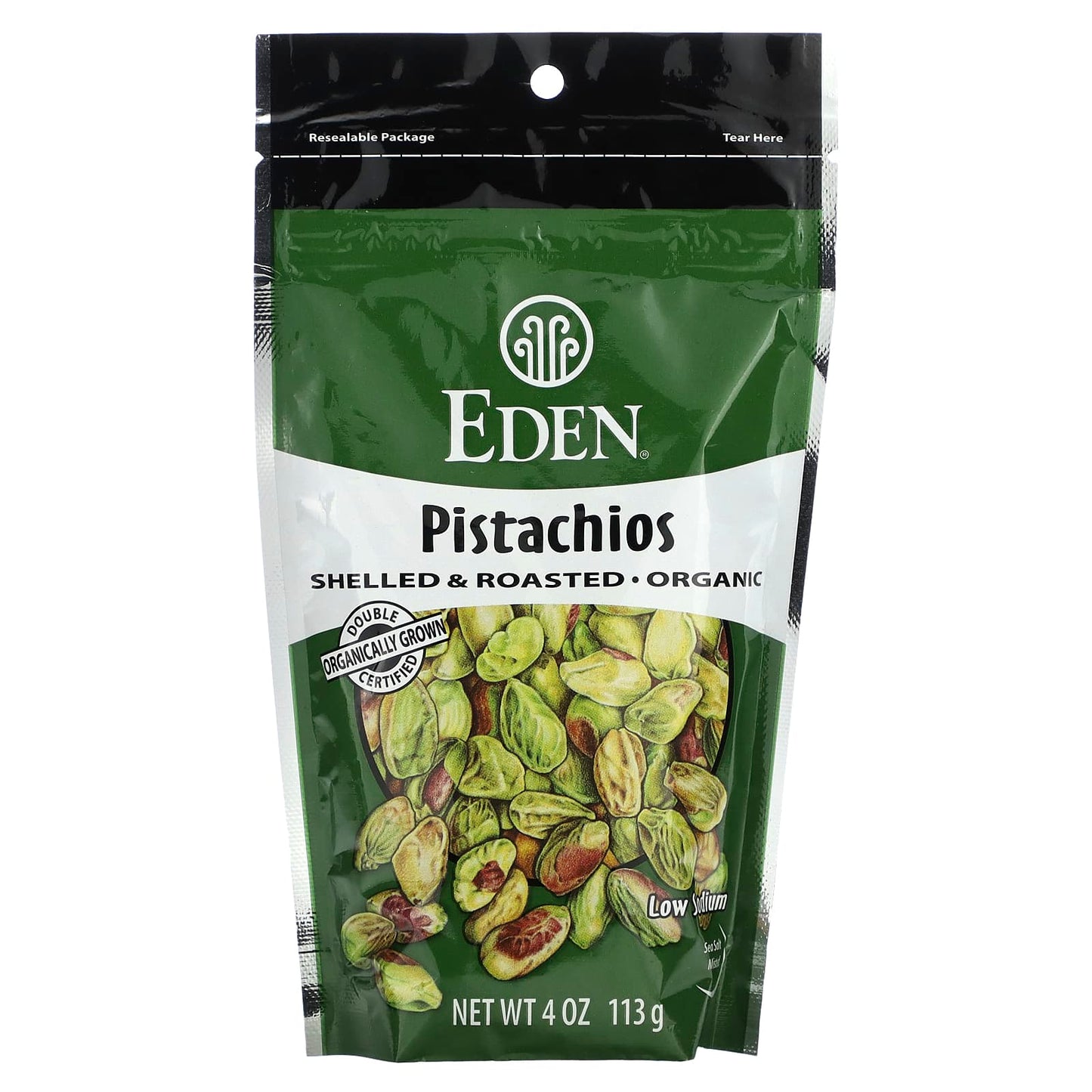 Eden Foods-Organic-Pistachios-Shelled & Roasted-Sea Salt Misted-4 oz (113 g)