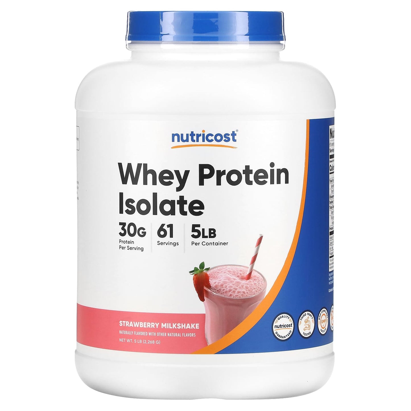 Nutricost-Whey Protein Isolate-Strawberry Milkshake-5 lb (2,268 g)