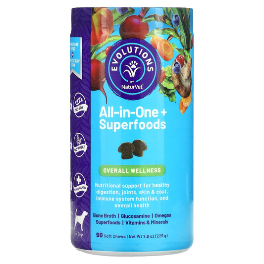 NaturVet-All-In-One + Superfoods-For Dogs-90 Soft Chews-7.9 oz (225 g)