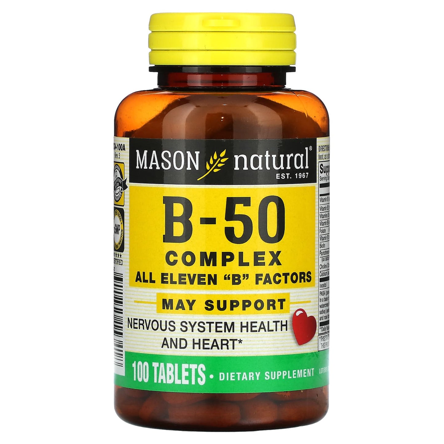 Mason Natural-B-50 Complex-100 Tablets