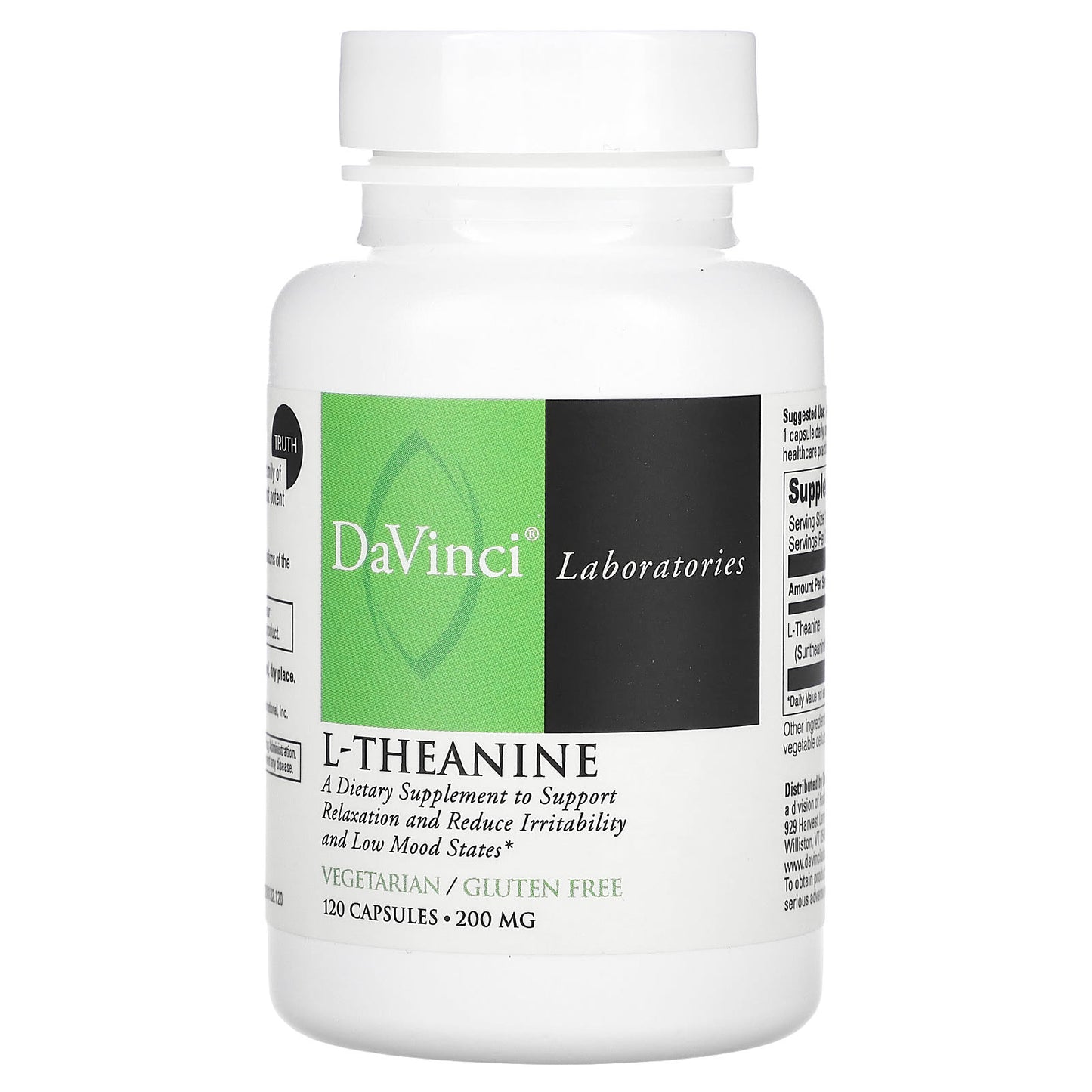 DaVinci Laboratories of Vermont-L-Theanine-200 mg-120 Capsules