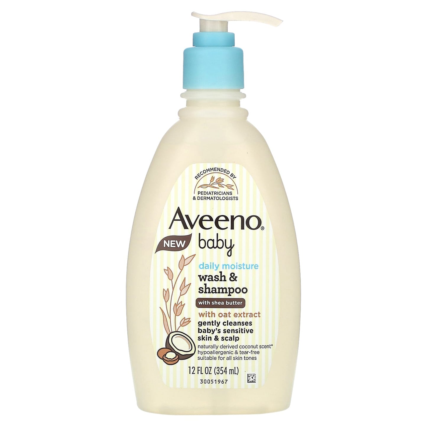 Aveeno-Baby-Daily Moisture Wash & Shampoo-With Shea Butter-Coconut-12 fl oz (354 ml)