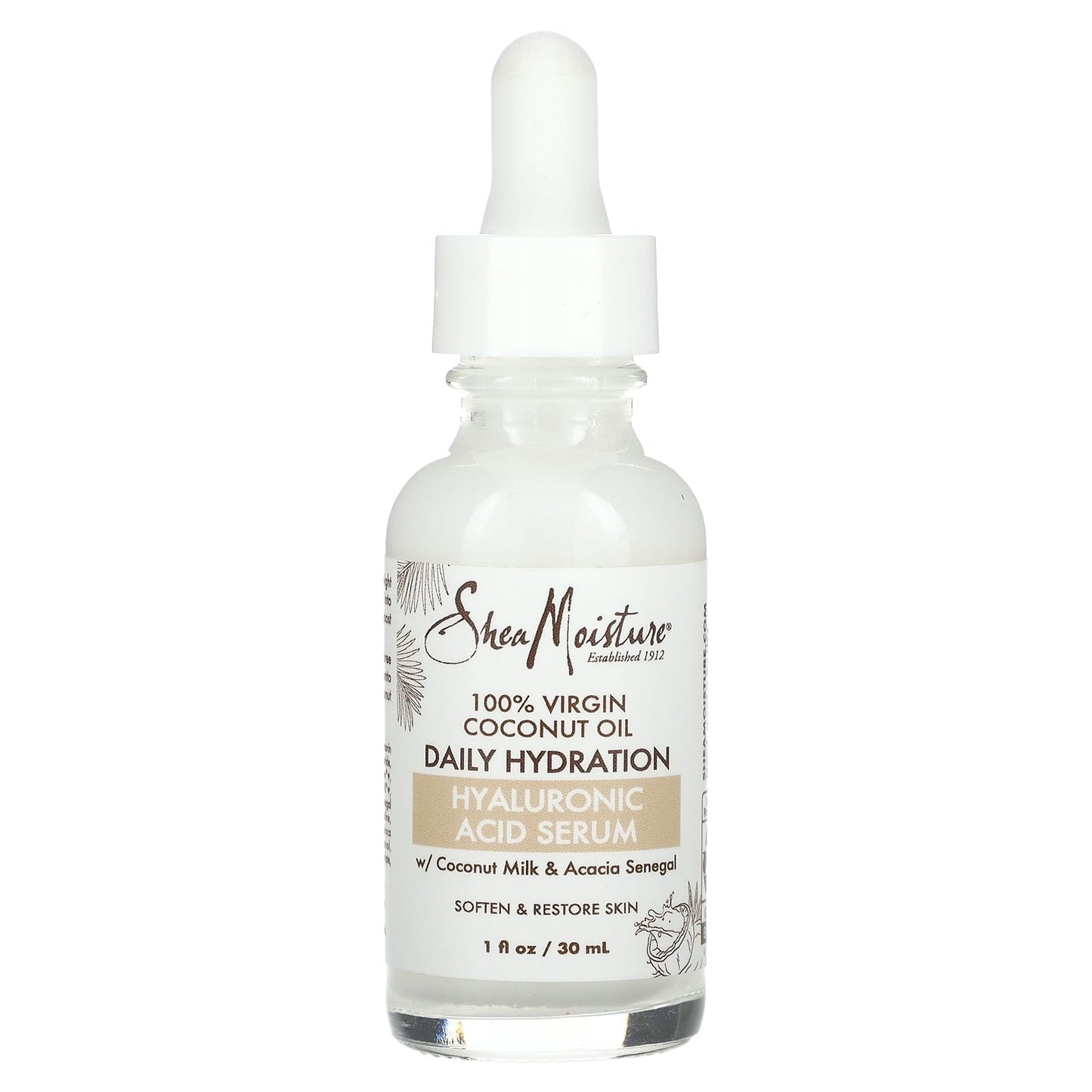 SheaMoisture-100% Virgin Coconut Oil-Daily Hydration Hyaluronic Acid Serum-1 fl oz (30 ml)