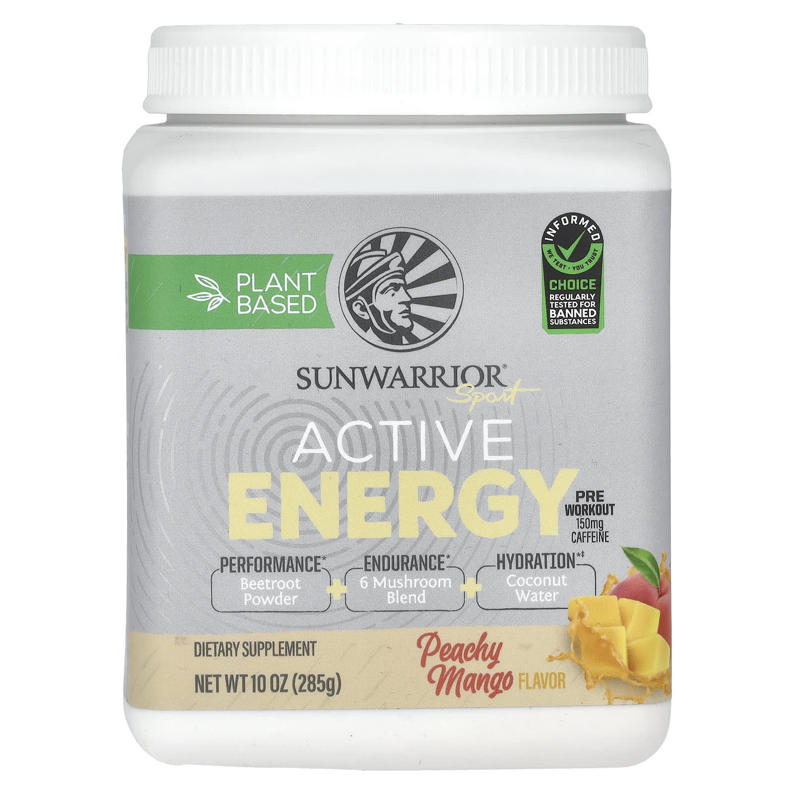 Sunwarrior-Sport-Active Energy Pre Workout-Peachy Mango-10 oz (285 g)