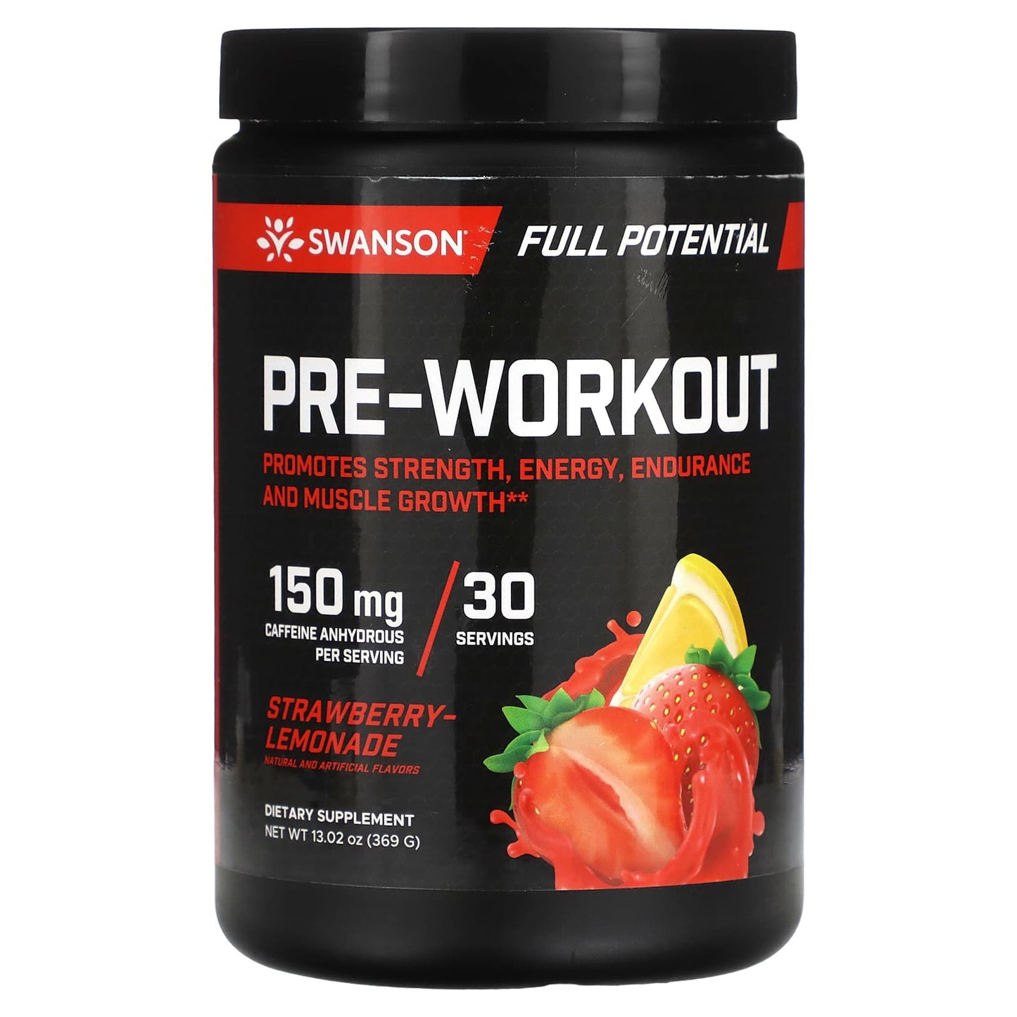 Swanson-Pre-Workout-Strawberry-Lemonade -13.02 oz (369 g)