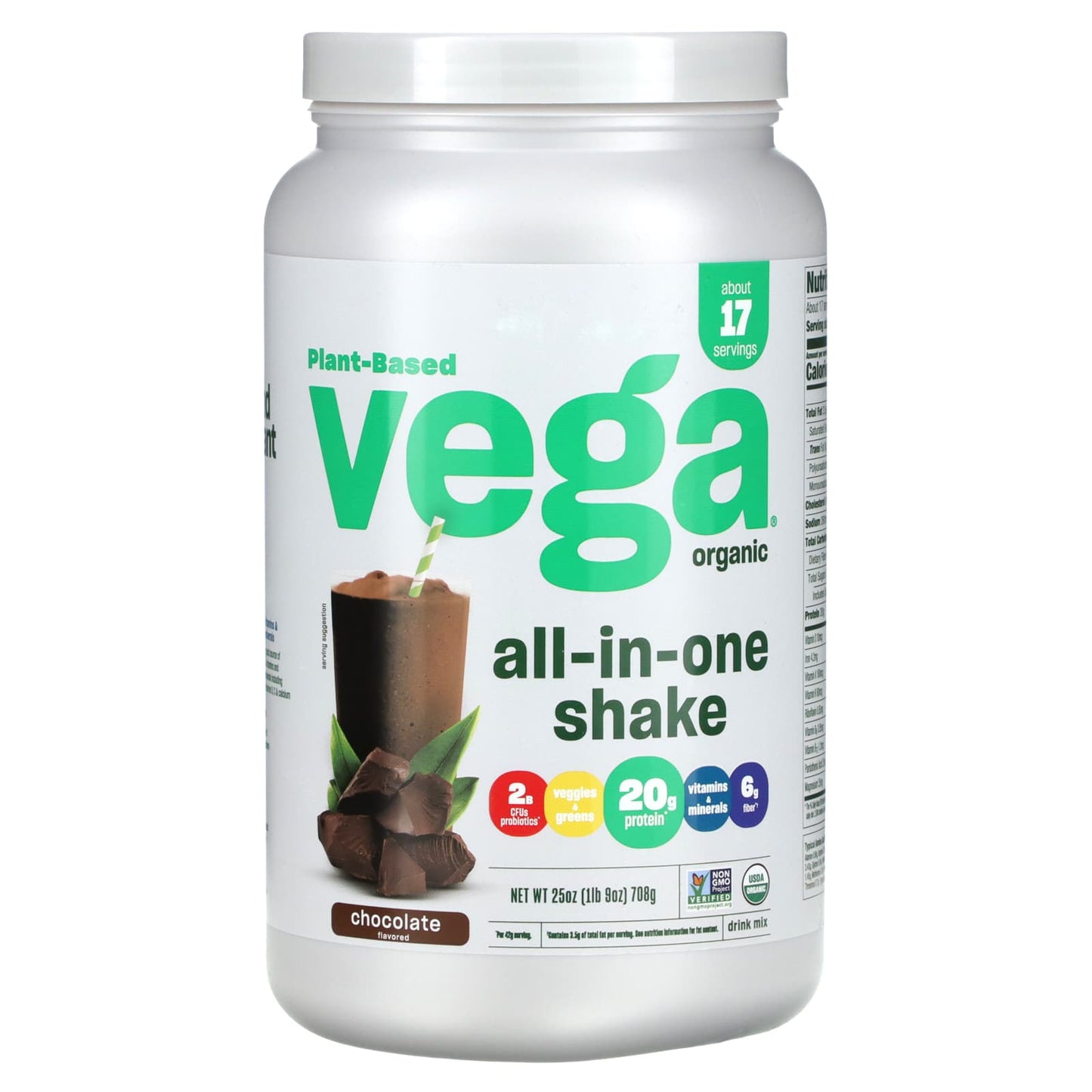 Vega-Plant-Based-Organic All-In-One Shake-Chocolate-1 lbs (708 g)