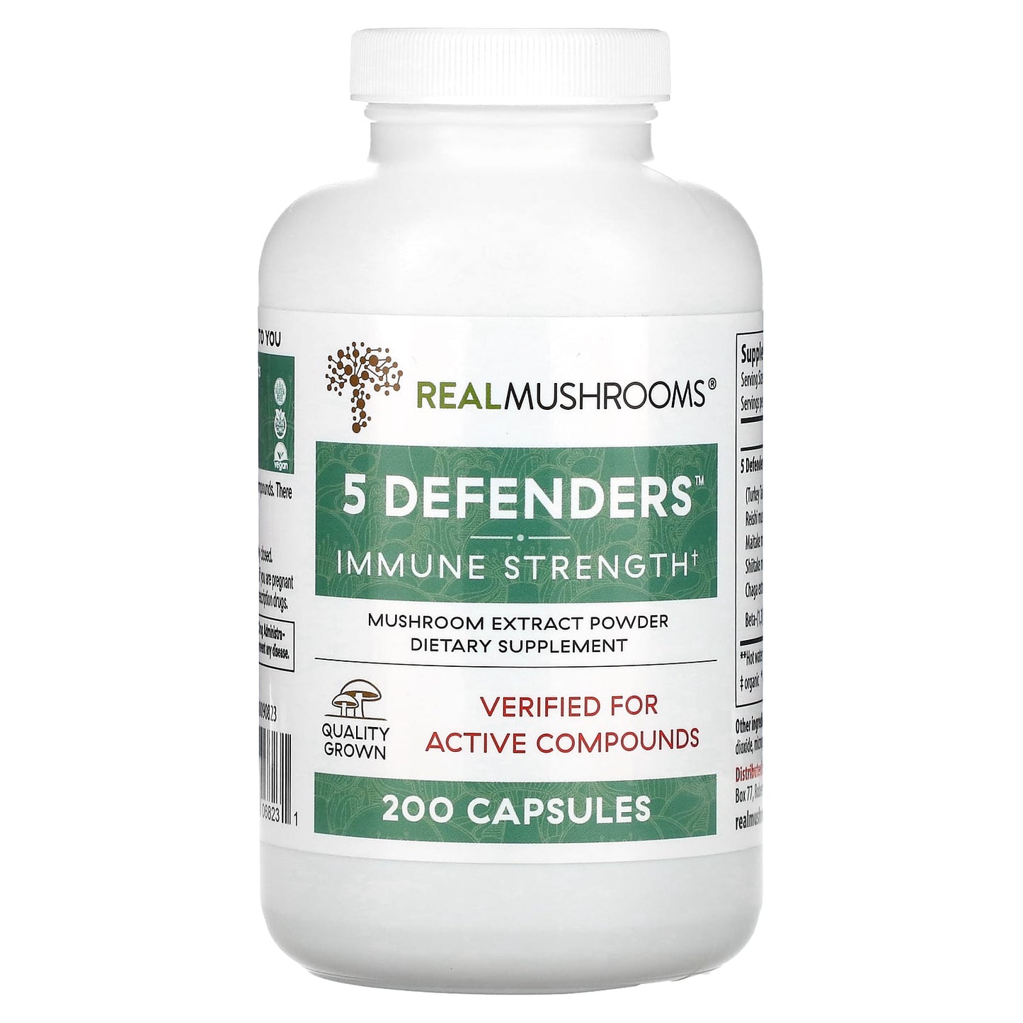 Real Mushrooms-5 Defenders-Immune Strength-200 Capsules