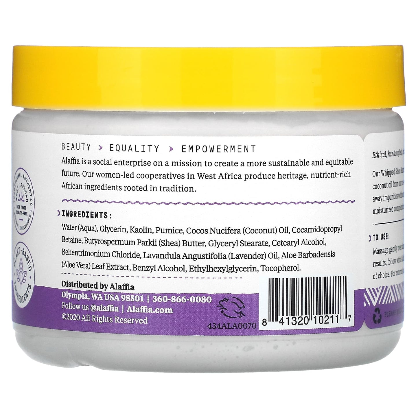 Alaffia, Whipped Shea Butter Scrub, Wild Lavender, 11 oz (312 g)