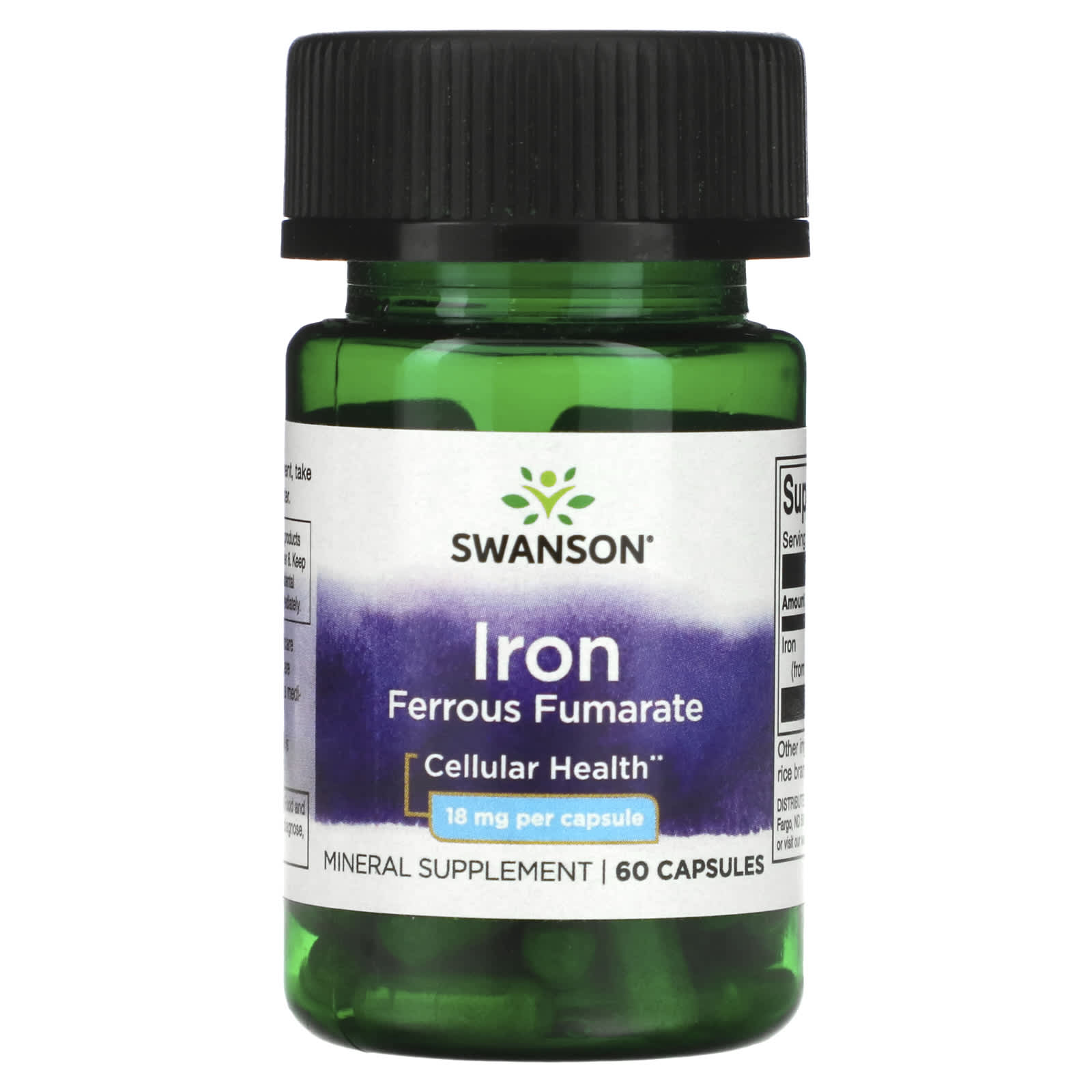 Swanson-Iron Ferrous Fumarate-18 mg-60 Capsules