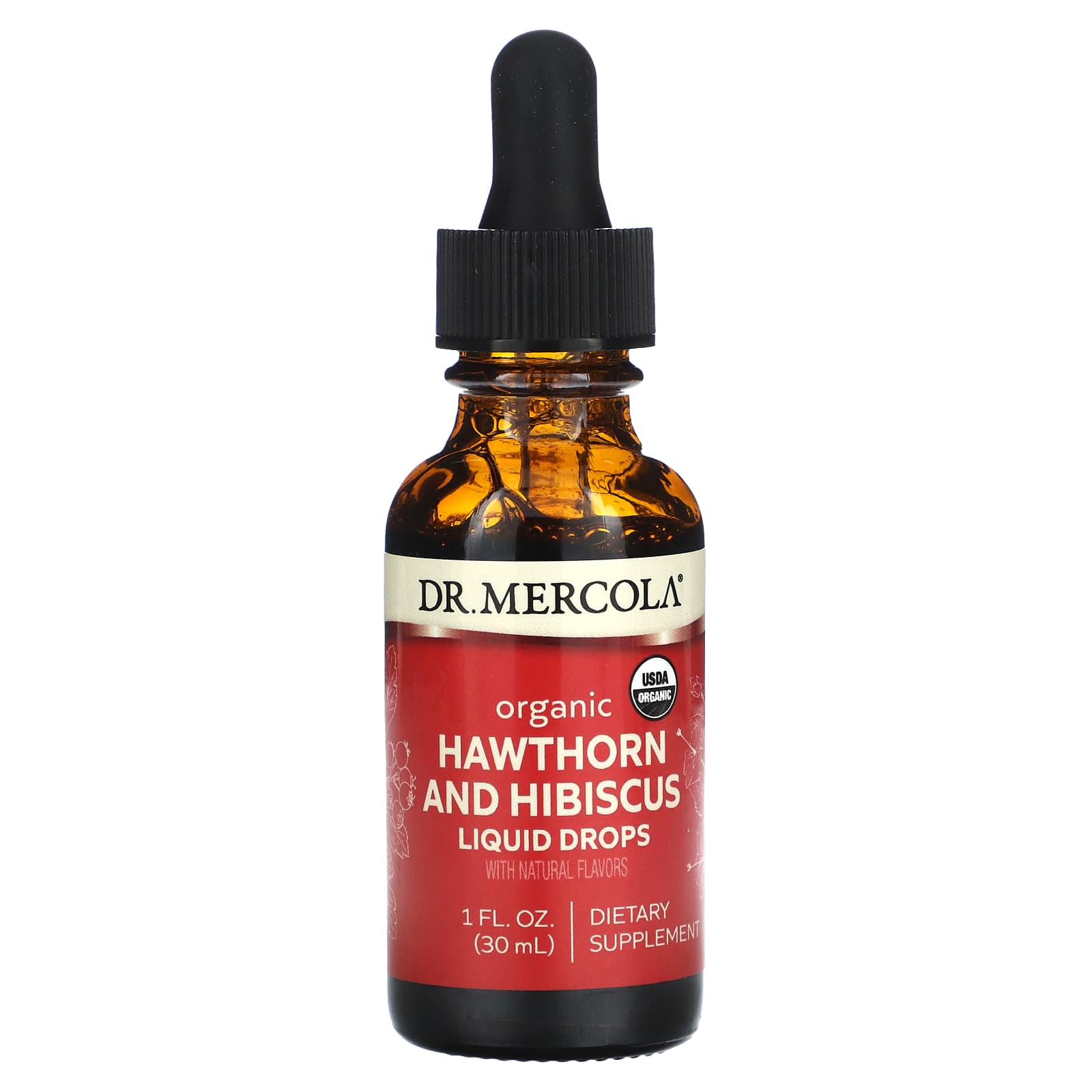 Dr. Mercola-Organic Hawthorn and Hibiscus Liquid Drops-1 fl oz (30 ml)