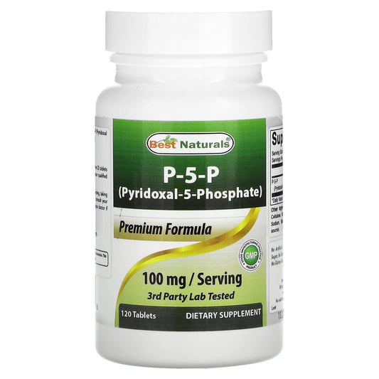 Best Naturals-P-5-P (Pyridoxal-5-Phosphate)-100 mg-120 Tablets (50 mg per Tablet)