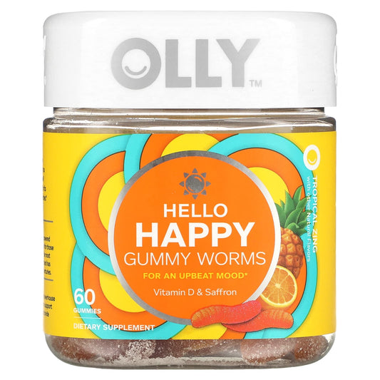 OLLY-Hello Happy-Gummy Worms-Tropical Zing-60 Gummies