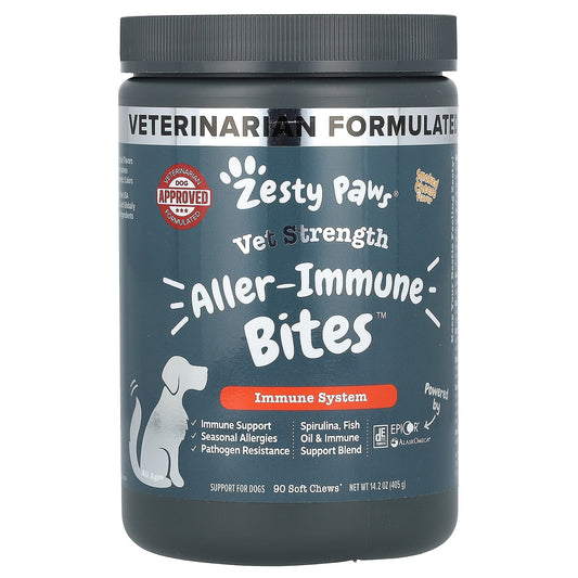 Zesty Paws-Aller-Immune Bites-Vet Strength-For Dogs-All Ages-Smoked Cheese-90 Soft Chews-14.2 oz (405 g)