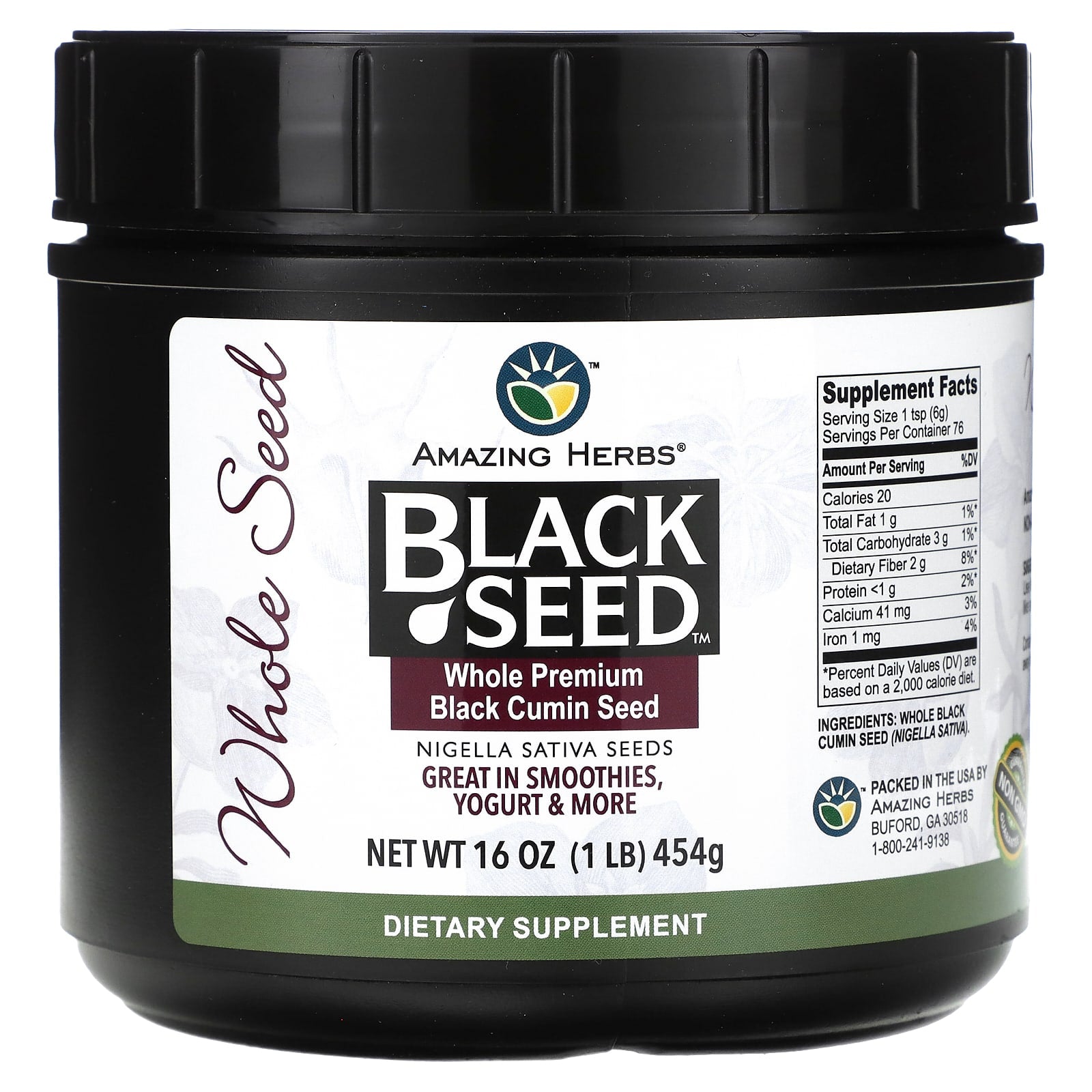 Amazing Herbs-Black Seed-Whole Premium Black Cumin Seed-16 oz (454 g)