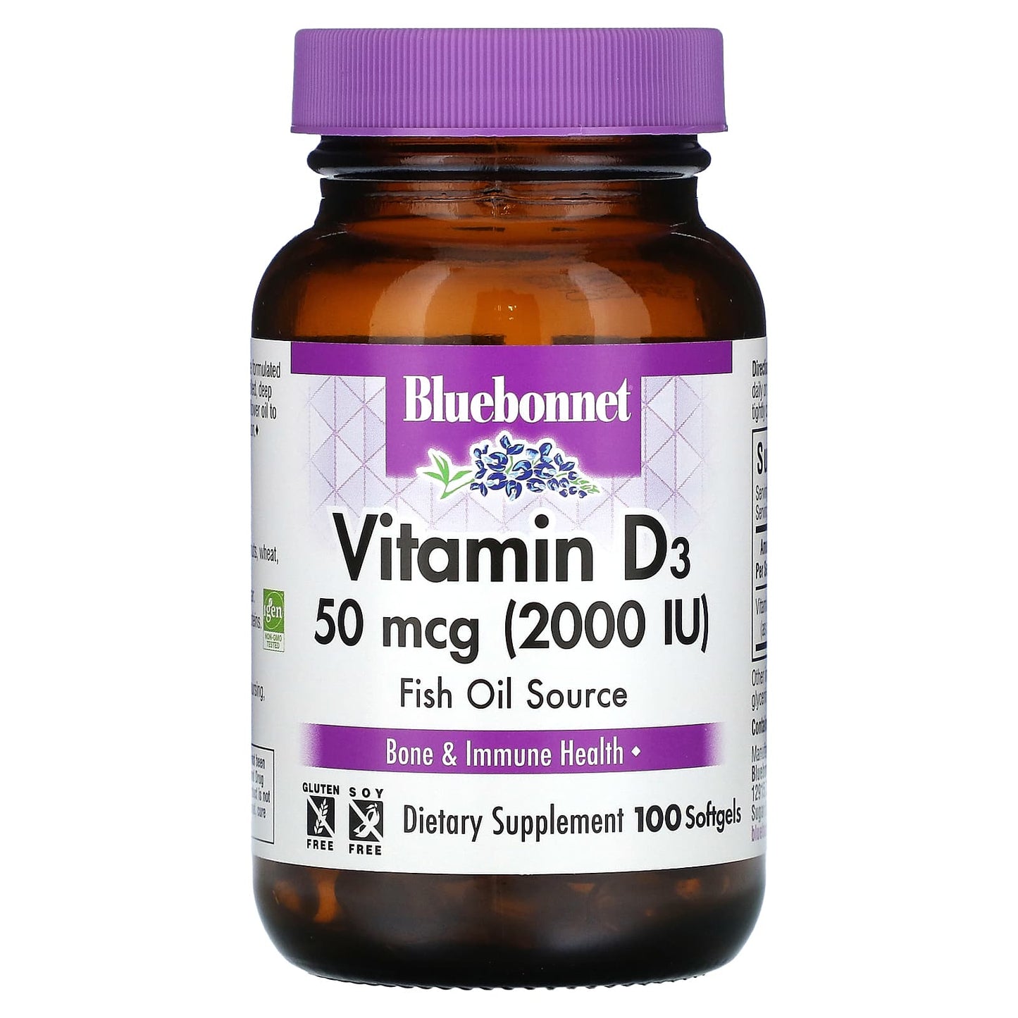 Bluebonnet Nutrition-Vitamin D3-50 mcg (2,000 IU)-100 Softgels