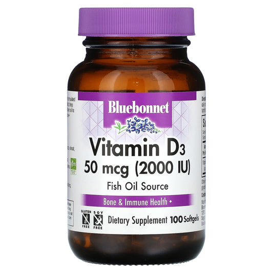 Bluebonnet Nutrition-Vitamin D3-50 mcg (2,000 IU)-100 Softgels