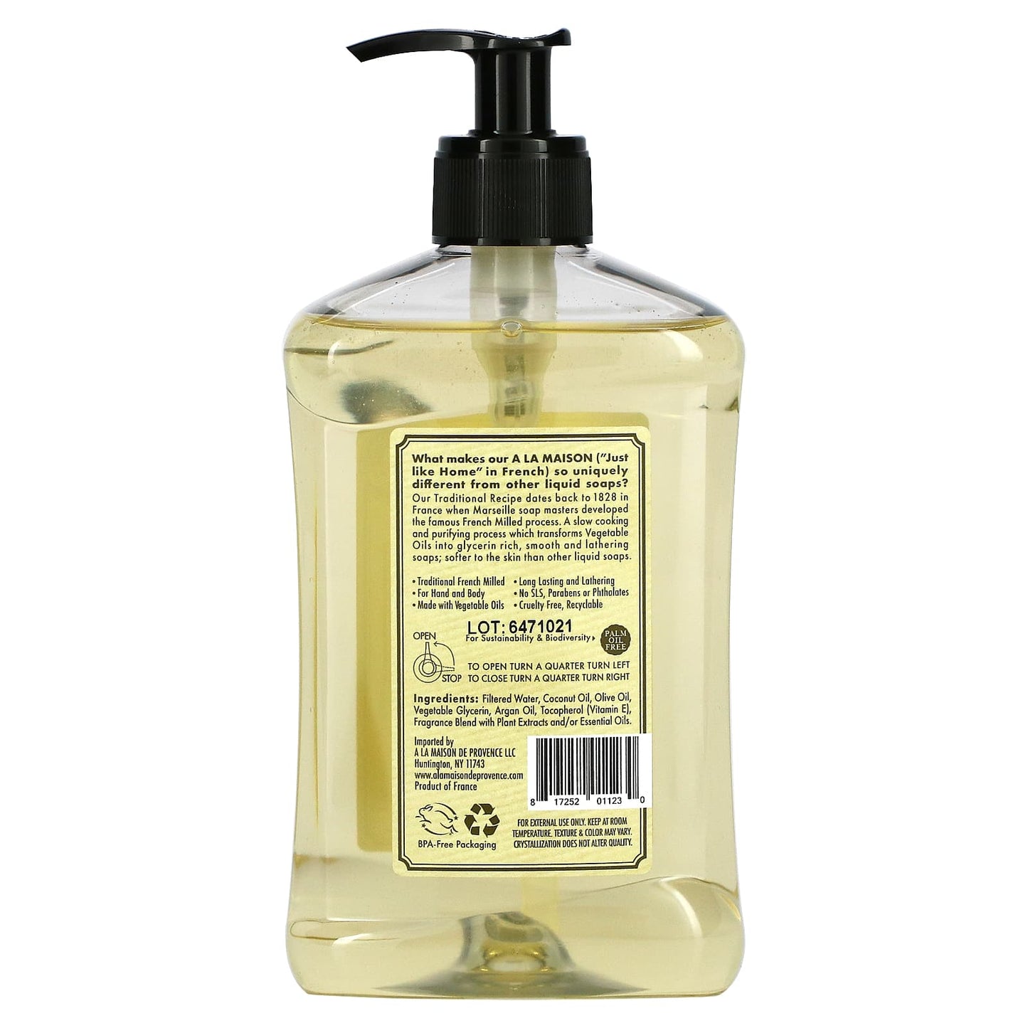 A La Maison de Provence, Liquid Soap For Hand & Body, Sweet Almond, 16.9 fl oz (500 ml)