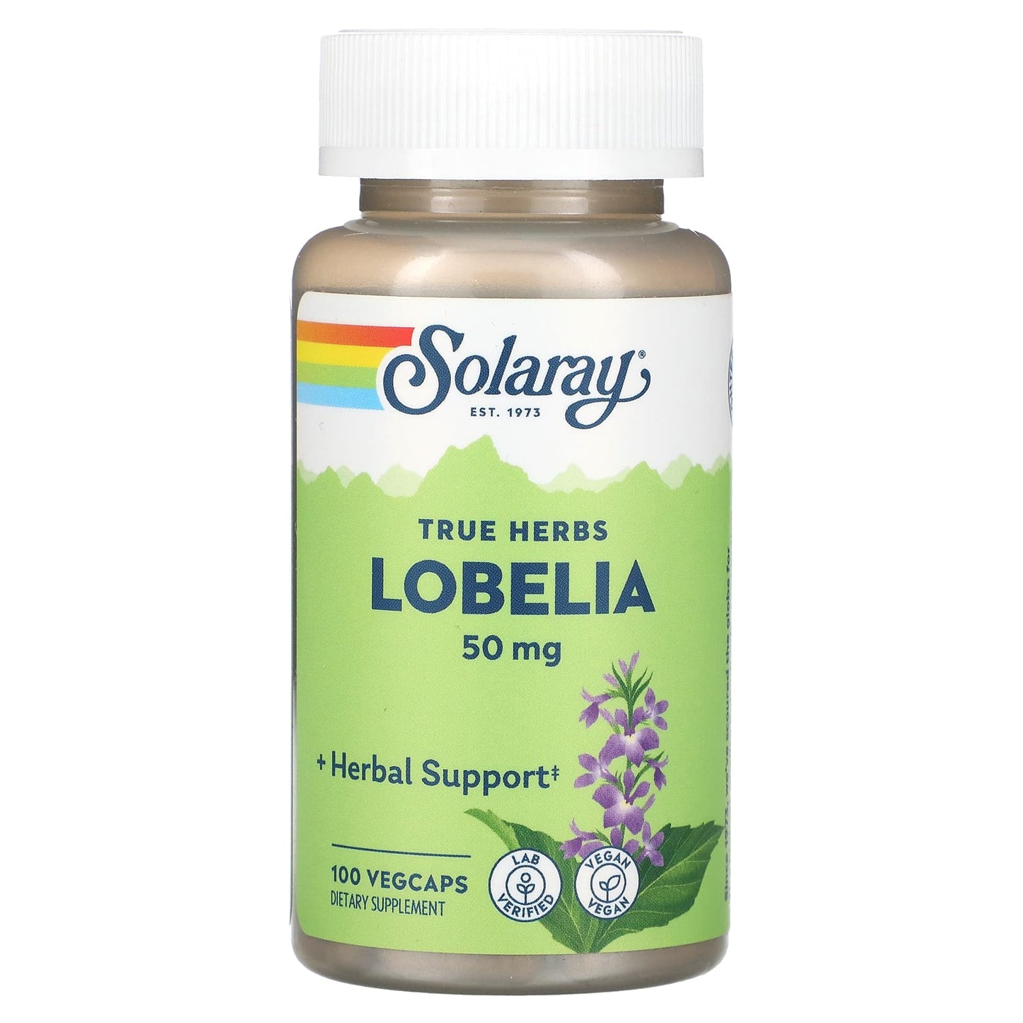 Solaray-True Herbs Lobelia-50 mg-100 VegCaps