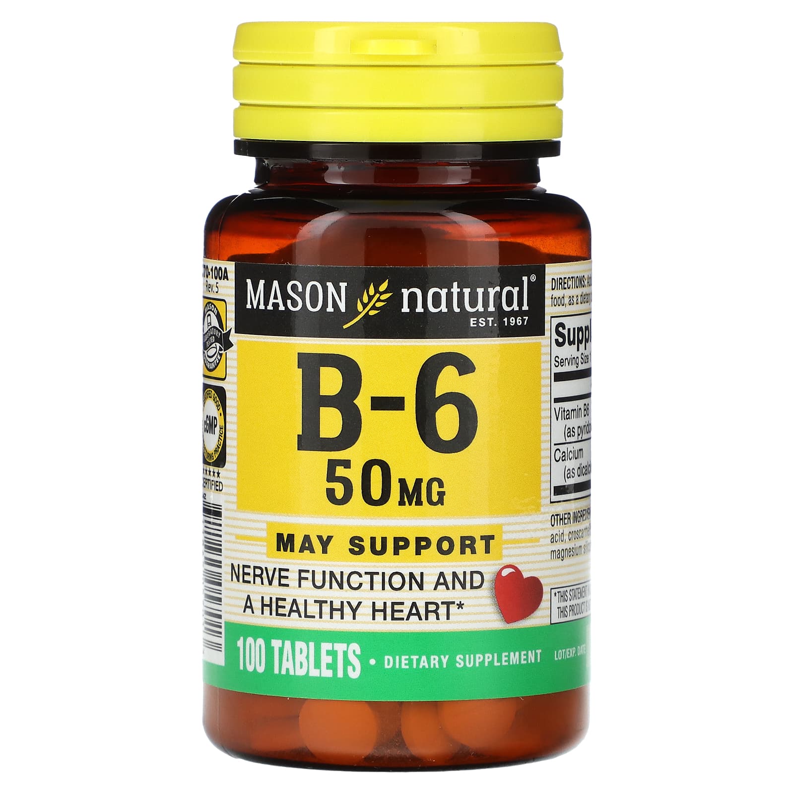 Mason Natural-B-6 -50 mg-100 Tablets