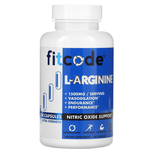 fitcode-L-Arginine-Extra Strength-1,500 mg-100 Capsules (750 mg per Capsule)