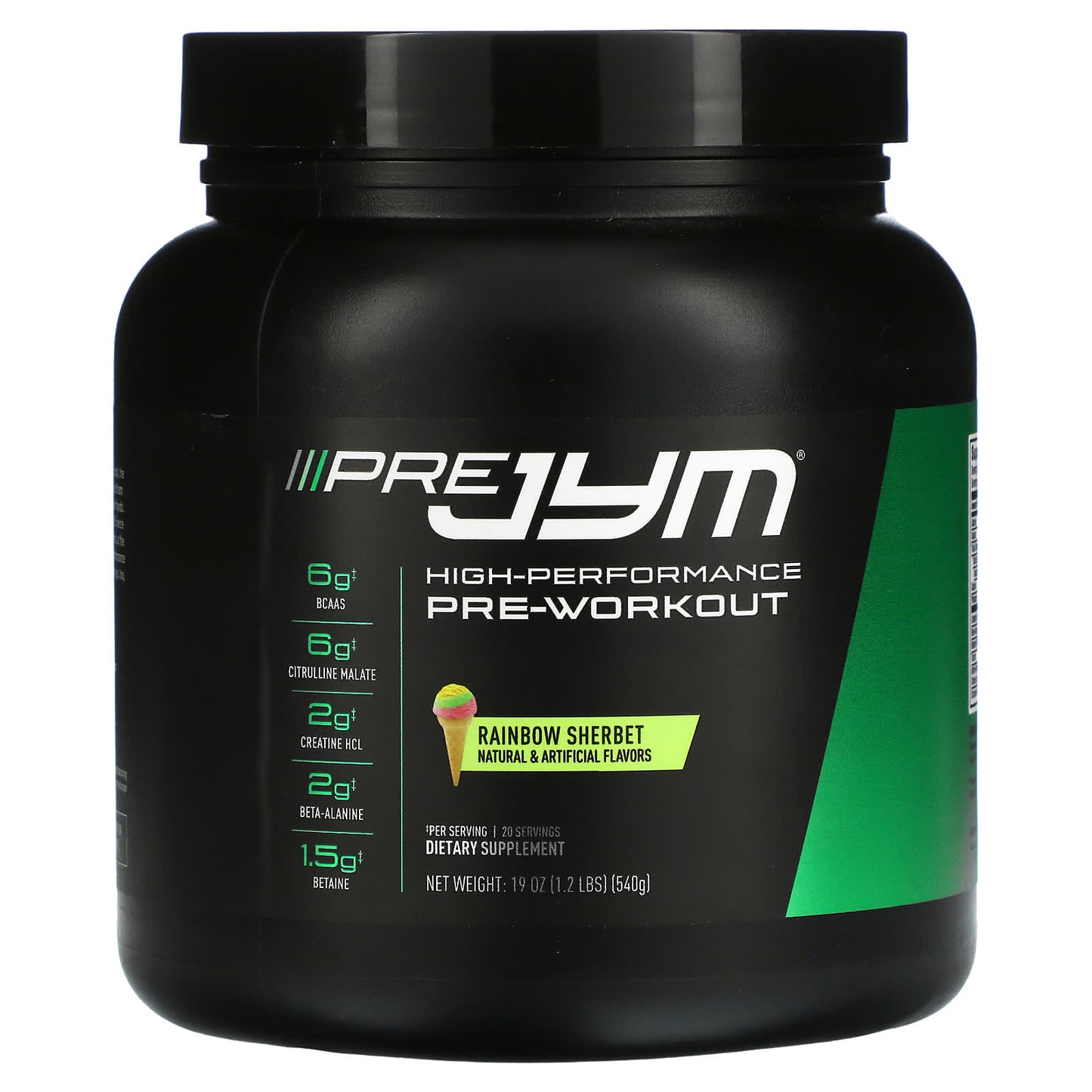 JYM Supplement Science-Pre JYM-High Performance Pre-Workout-Rainbow Sherbet-1.2 lbs (540 g)