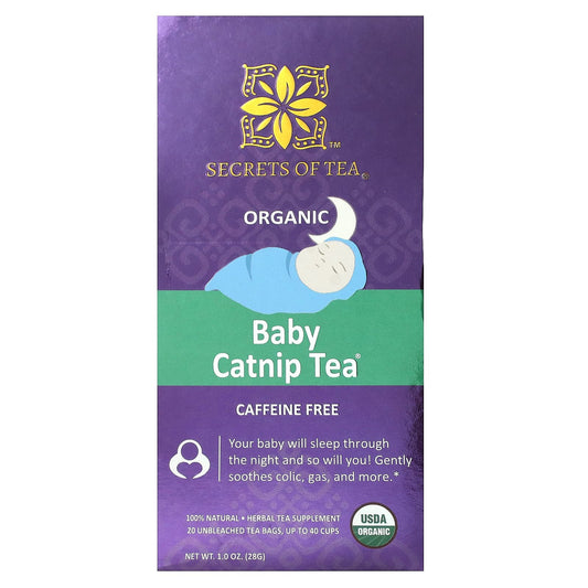 Secrets of Tea-Organic Baby Catnip Tea-Caffeine Free-20 Unbleached Tea Bags-1 oz (28 g)