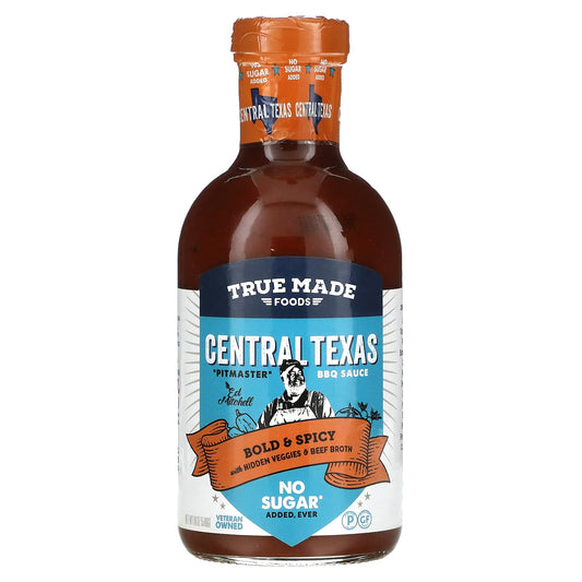 True Made Foods-Central Texas BBQ Sauce-Bold & Spicy with Hidden Veggies & Beef Broth-18 oz (510 g)