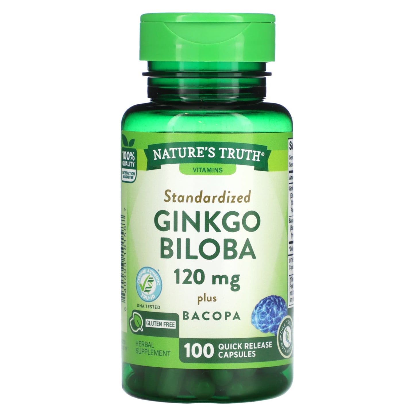 Nature's Truth-Ginkgo Biloba Plus Bacopa-120 mg-100 Quick Release Capsules