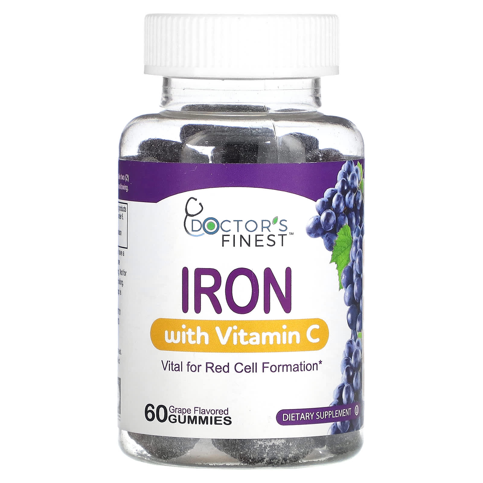 Doctor's Finest-Iron with Vitamin C-Grape-60 Gummies