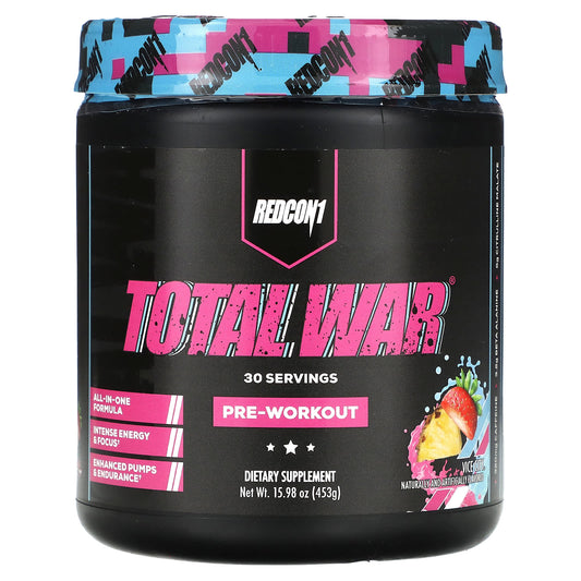 Redcon1-Total War-Pre-Workout-Vice City Strawberry Pina Colada-15.98 oz (453 g)