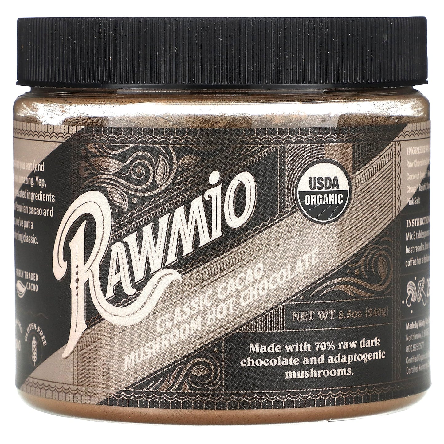 Rawmio-Classic Cacao Mushroom Hot Chocolate-8.5 oz (240 g)