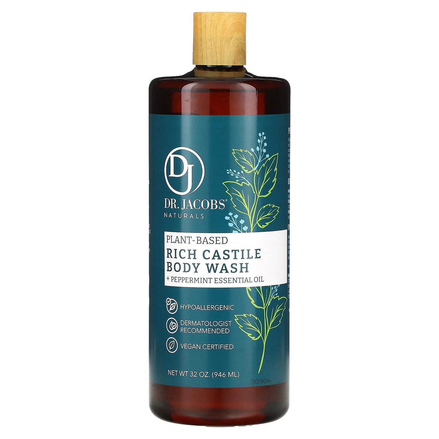 Dr. Jacobs Naturals-Plant-Based Rich Castile Body Wash-Peppermint Essential Oil-32 oz (946 ml)