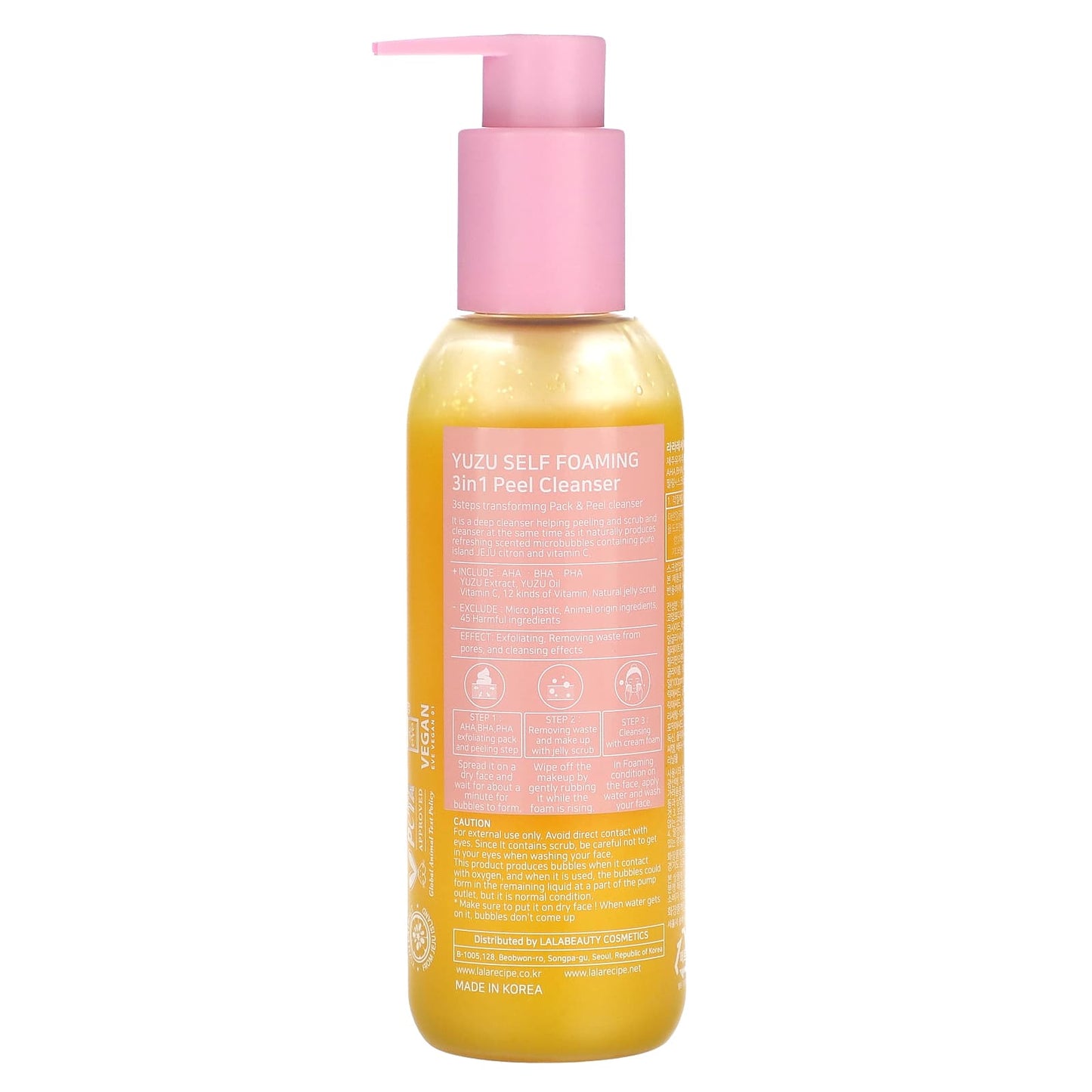 Lalarecipe, Yuzu Self Foaming, 3  in 1 Peel Cleanser, 6.76 fl oz (200 ml)