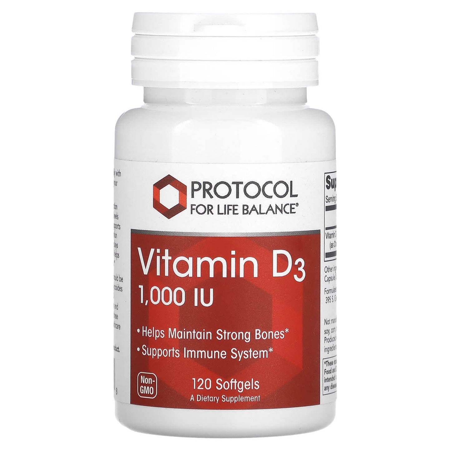 Protocol for Life Balance-Vitamin D3 -1,000 IU-120 Softgels