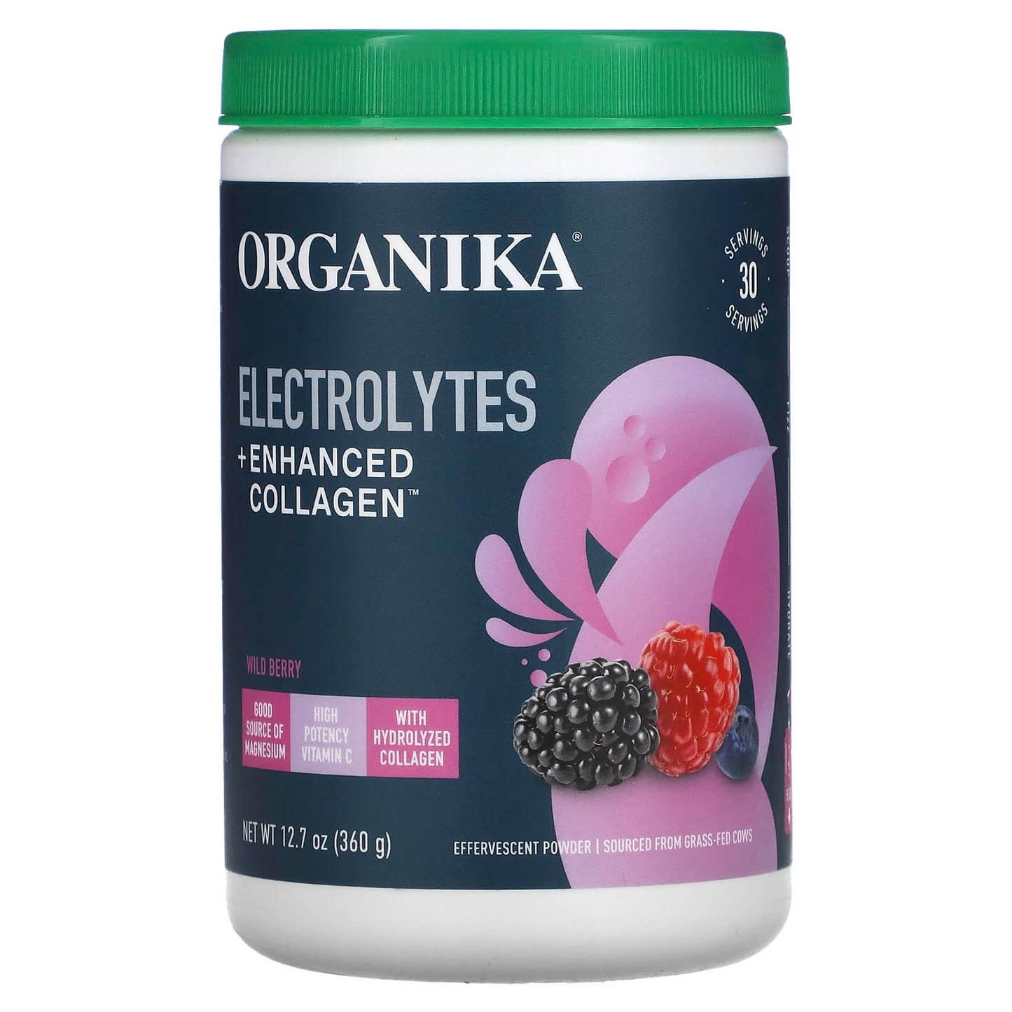 Organika-Electrolytes + Enhanced Collagen-Wild Berry-12.7 oz (360 g)