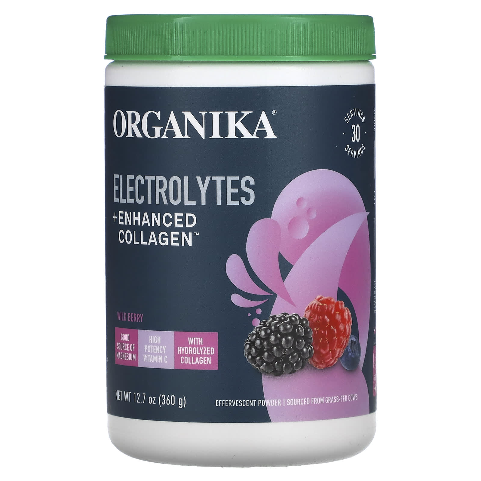 Organika-Electrolytes + Enhanced Collagen-Wild Berry-12.7 oz (360 g)