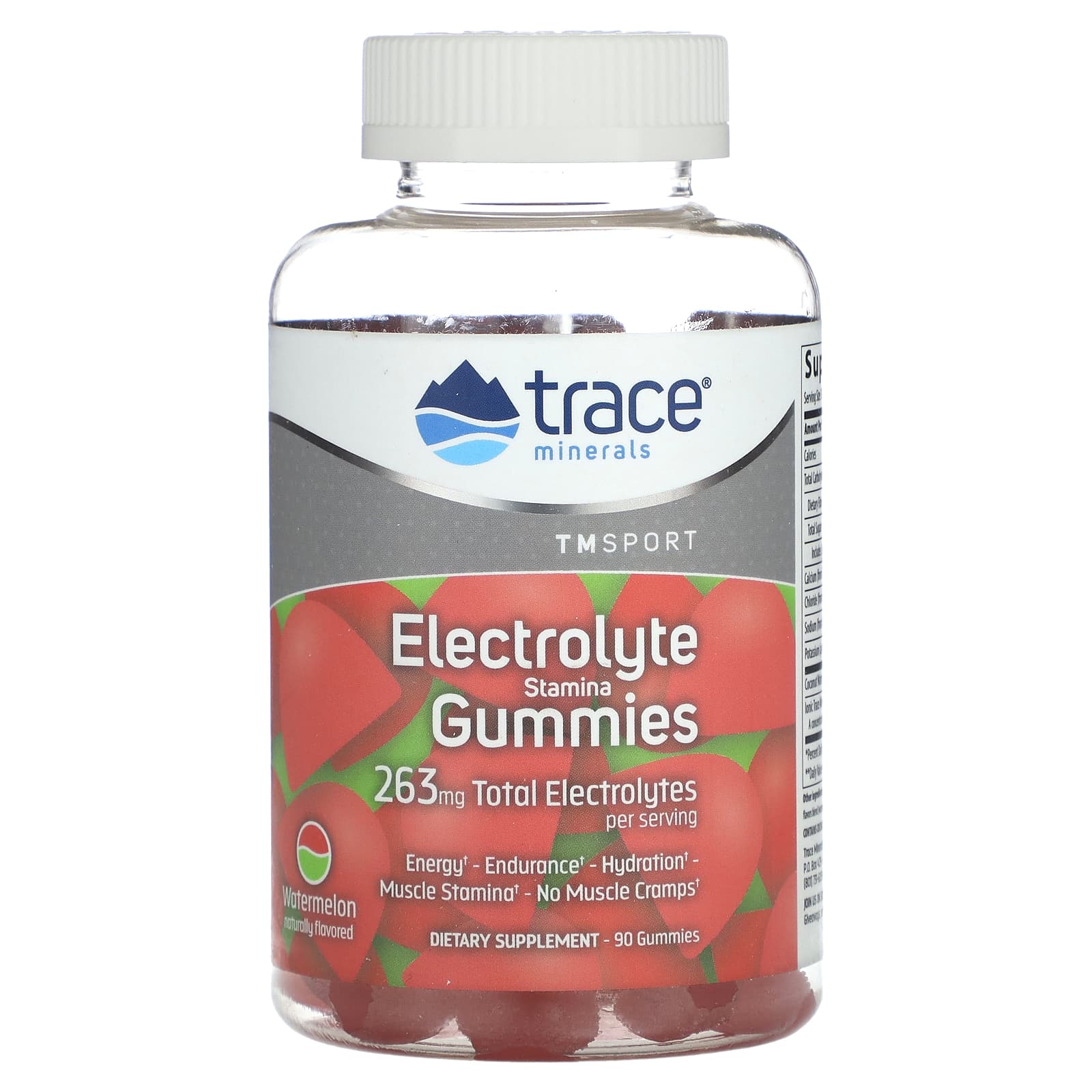 Trace Minerals ®-TM Sport-Electrolyte Stamina Gummies-Watermelon-263 mg-90 Gummies