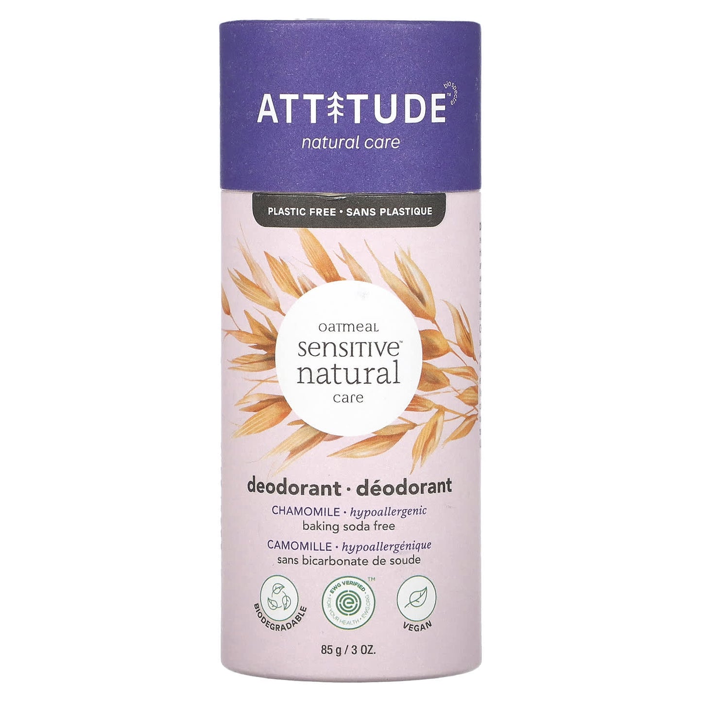 ATTITUDE-Oatmeal Sensitive Natural Care-Deodorant-Chamomile-3 oz ( 85 g)