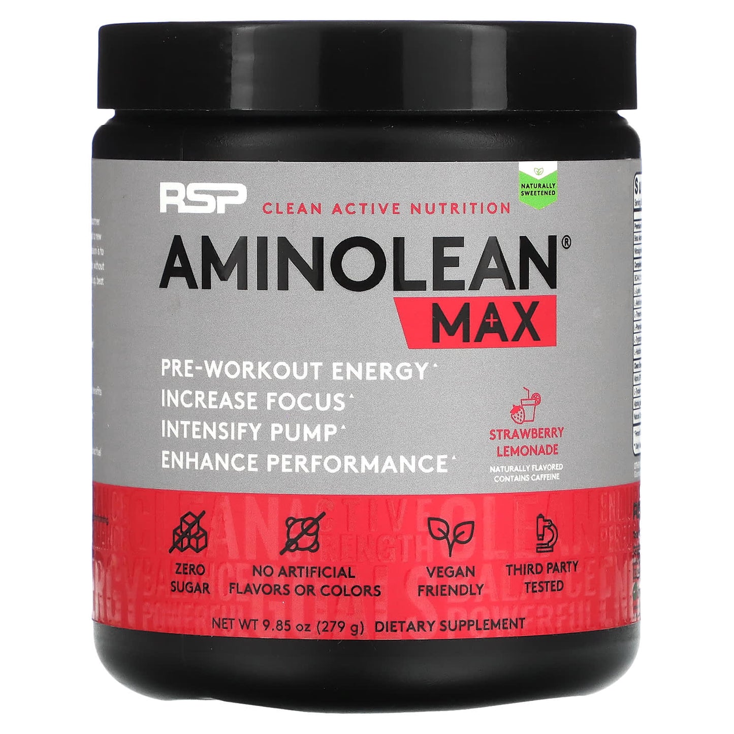 RSP Nutrition-AminoLean Max Pre-Workout Energy-Strawberry Lemonade-9.85 oz (279 g)