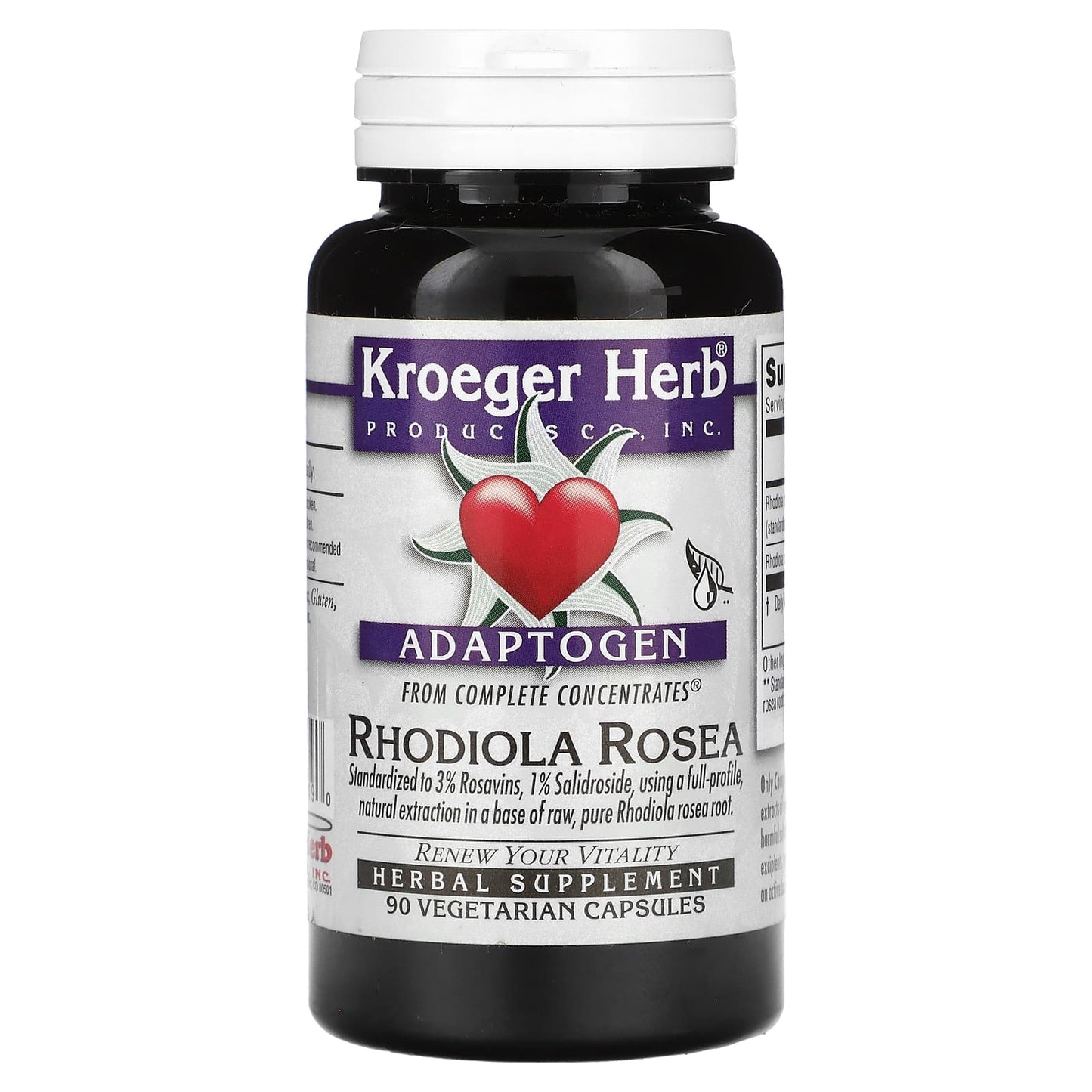 Kroeger Herb Co-Adaptogen-Rhodiola Rosea-90 Vegetarian Capsules