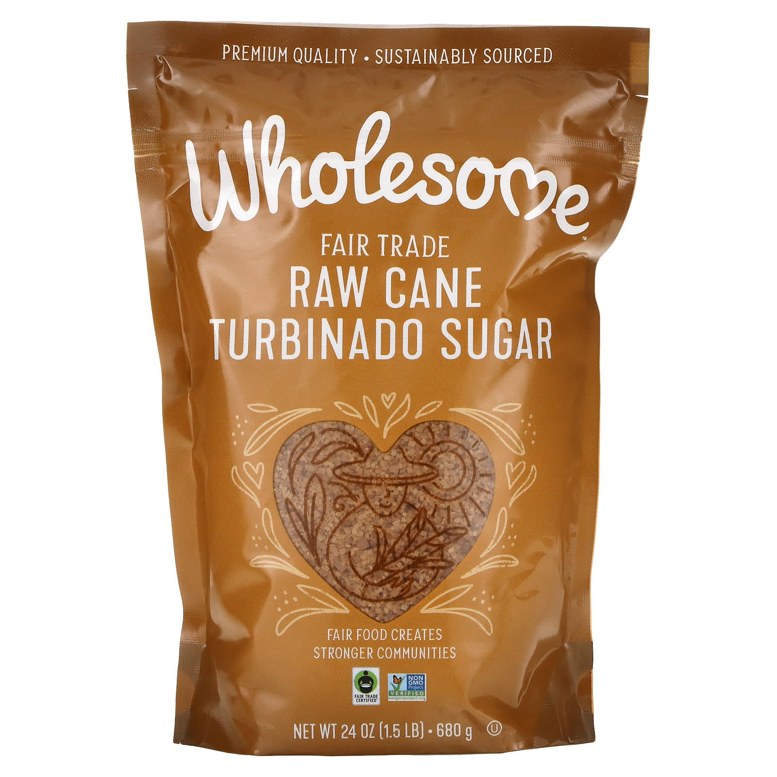 Wholesome Sweeteners-Raw Cane Turbinado Sugar-1.5 lb (680 g)