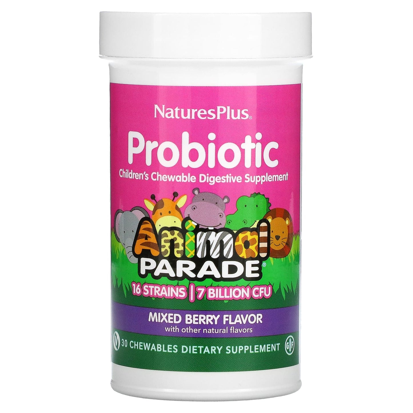 NaturesPlus-Probiotic-Children's Chewable Digestive Supplement-Mixed Berry-30 Chewables