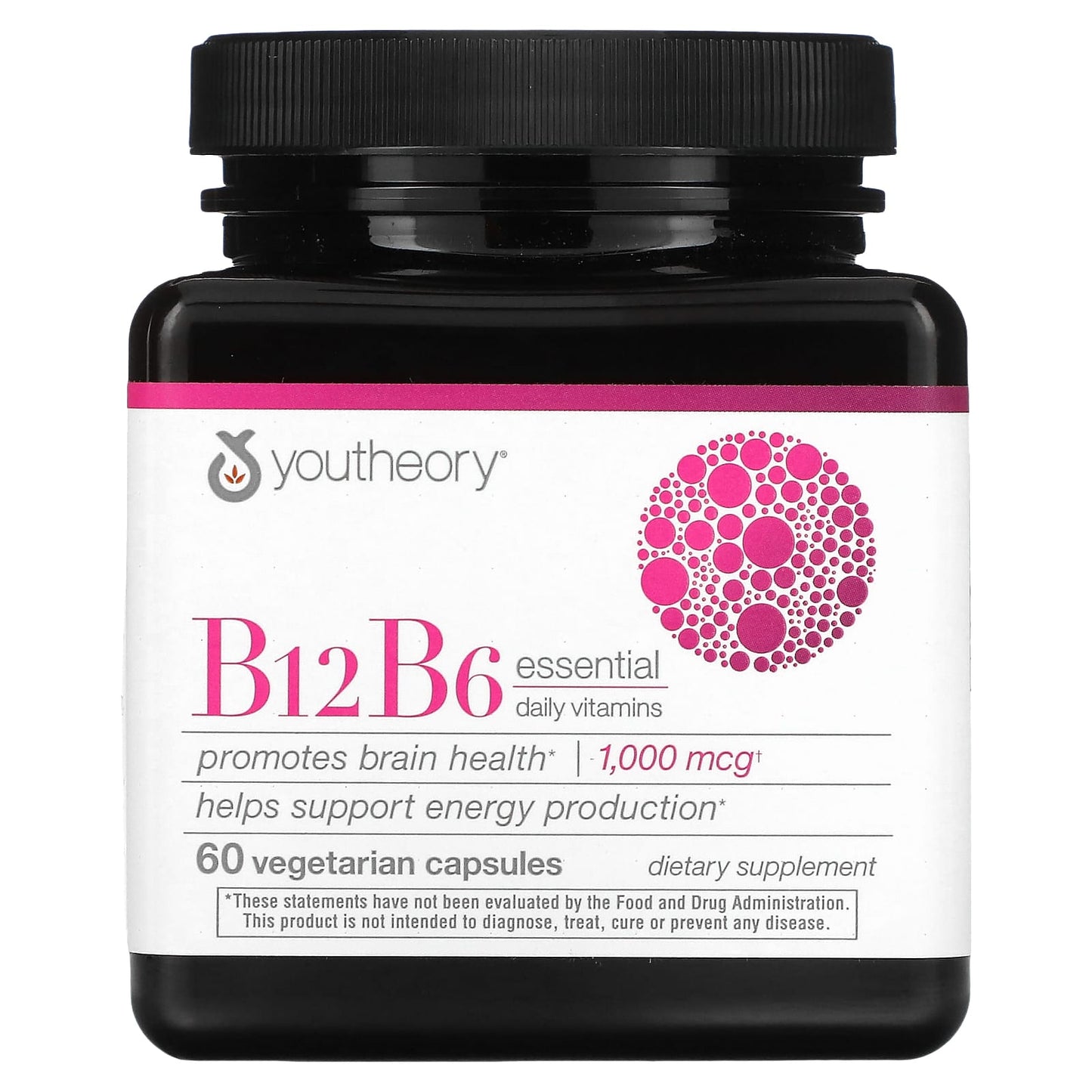 Youtheory-B12 B6-Essential Daily Vitamins-1,000 mcg-60 Vegetarian Capsules