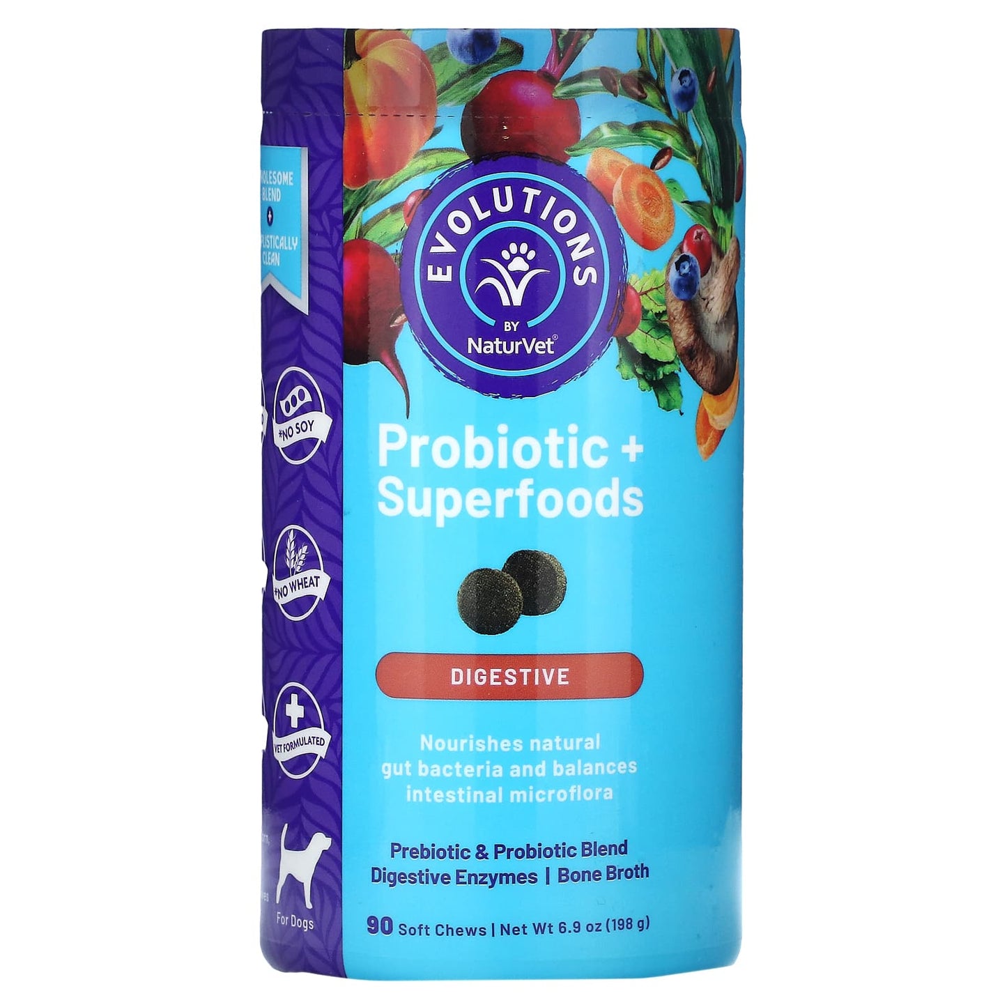 NaturVet-Probiotics + Superfoods-Digestive-For Dogs-90 Soft Chews