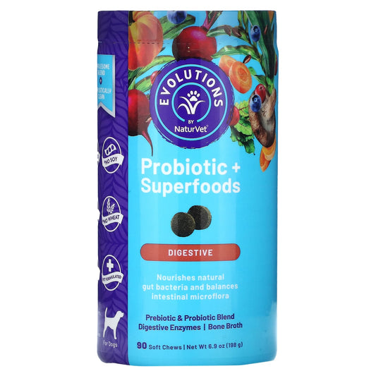 NaturVet-Probiotics + Superfoods-Digestive-For Dogs-90 Soft Chews