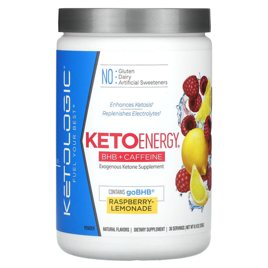 KetoLogic-Keto Energy-BHB + Caffeine-Raspberry-Lemonade-8.9 oz (255 g)