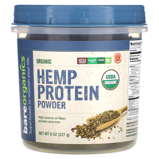 BareOrganics-Organic Hemp Protein Powder-8 oz (227 g)