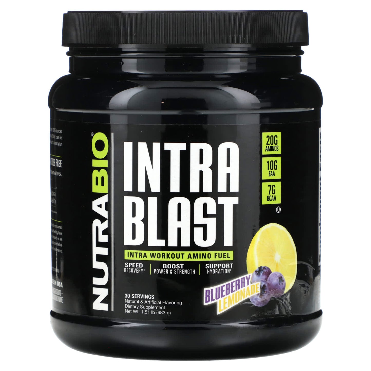 NutraBio-Intra Blast-Intra Workout Amino Fuel-Blueberry Lemonade-1.51 lb (683 g)