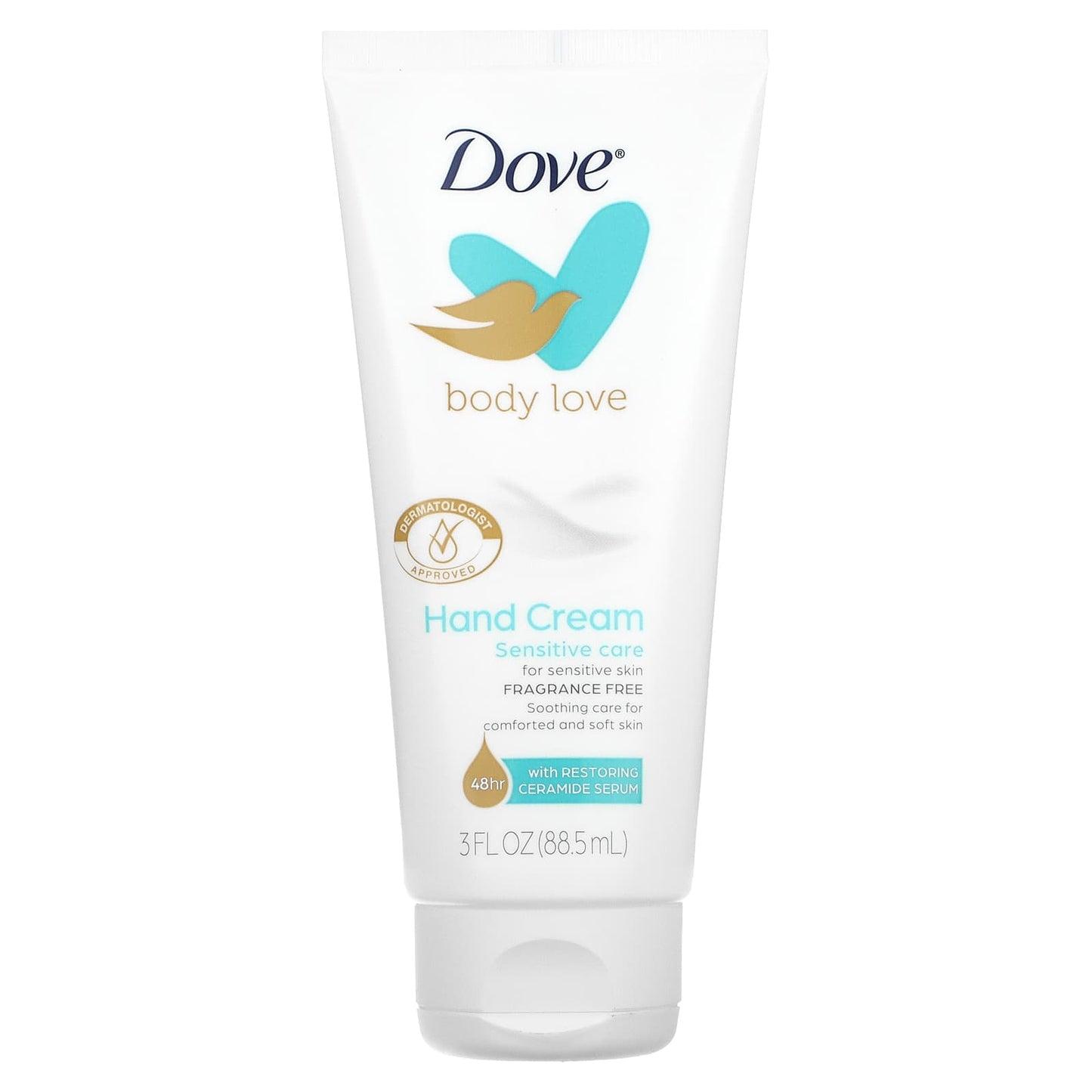 Dove-Body Love-Hand Cream-Sensitive Skin-Fragrance Free-3 fl oz (88.5 ml)